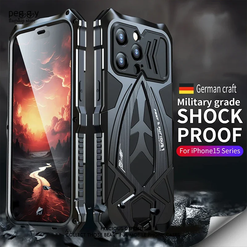 Shockproof Armor All Inclusive Metal Phone Case For iPhone 16 15 14 Pro Max 16ProMax For Samsung S24 S23 S22 Ultra Phone Cover