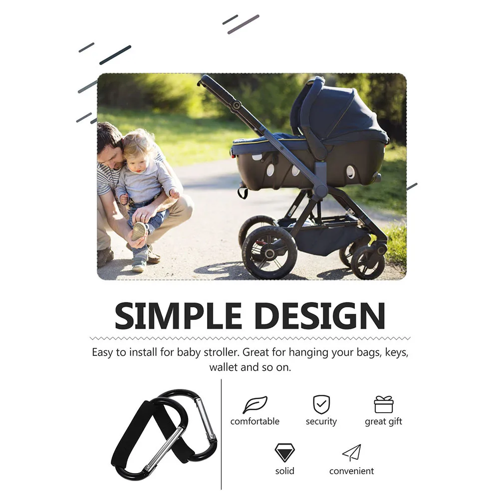 

3 шт. крючки для колясок, детские портативные сверхмощные вращающиеся практичные для колясок, инвалидных колясок, карабин для колясок, зажим