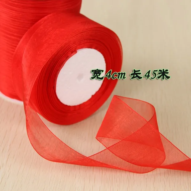 50yards/roll Red Chiffon Organza Ribbon DIY Handmade Crafts Fabric Wedding Party Christmas Gift Box Flower Decoration Ribbon