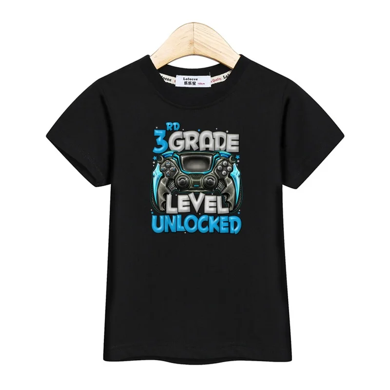 Camiseta de verão para meninos, para crianças de 1, 2, 3, 4 anos, manga curta, camisa com controle de jogos, gola redonda, tops casuais, 3-14 anos