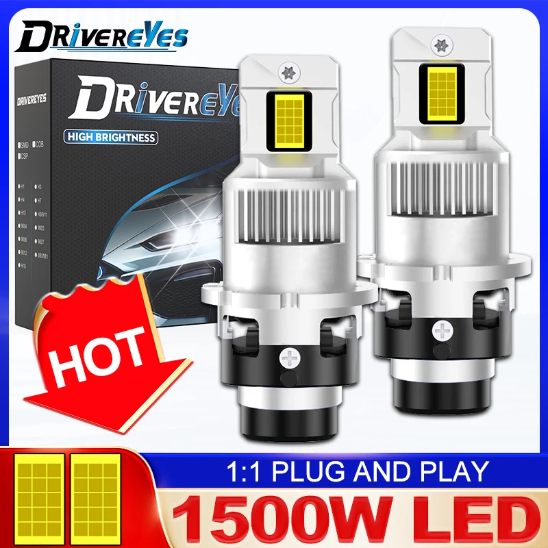 

Dembaliyes D4S D2S LED 1500W D2R D4R Light Turbo Lamp Canbus 6000K Белый Plug&Play Супер Фара HID Мини Размер 1:1 IP68 12V