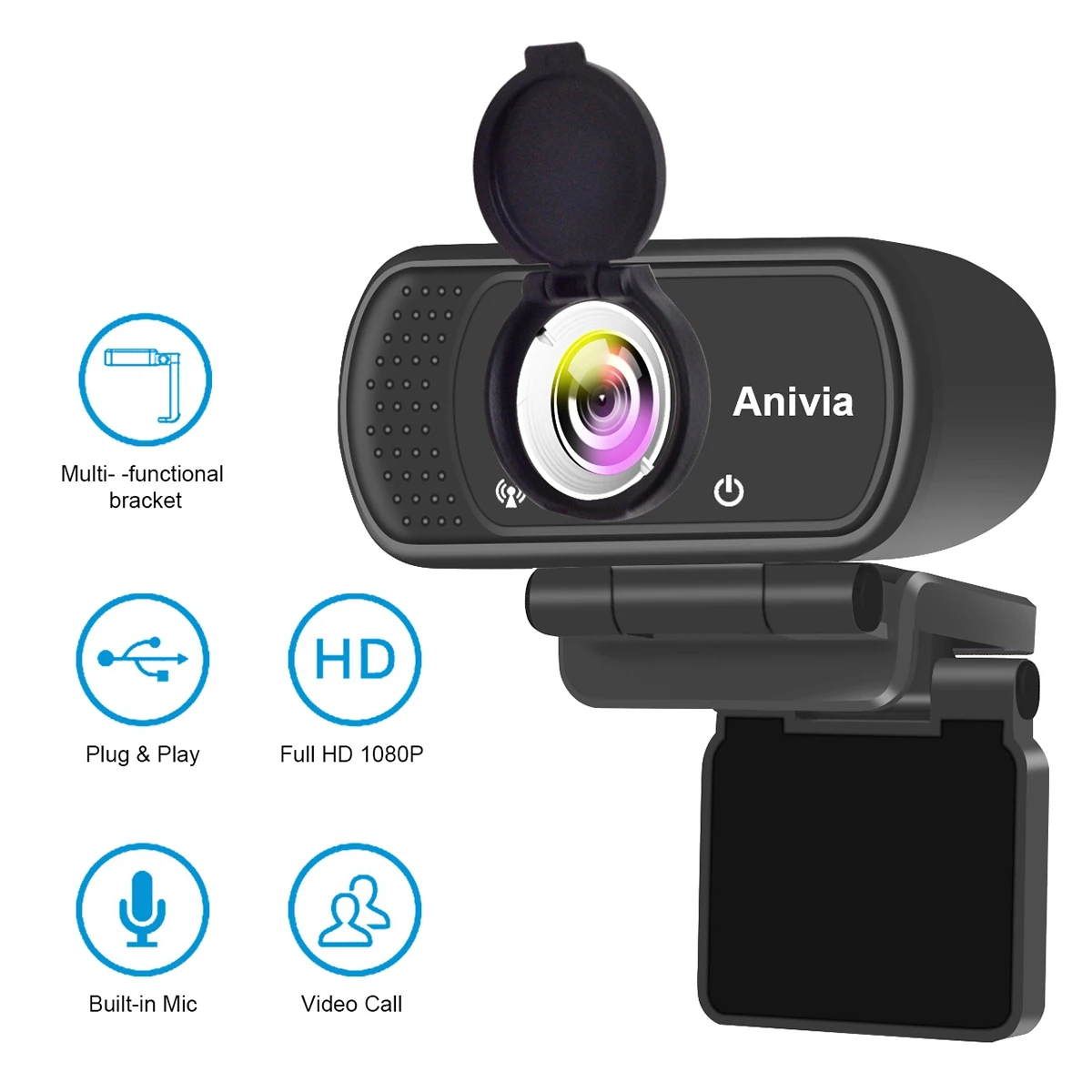 Anivia W5 HD 1080P Webcam Laptop Camera for Video Calling and Recording,Web Cam for PC Computer Conferencing Gaming