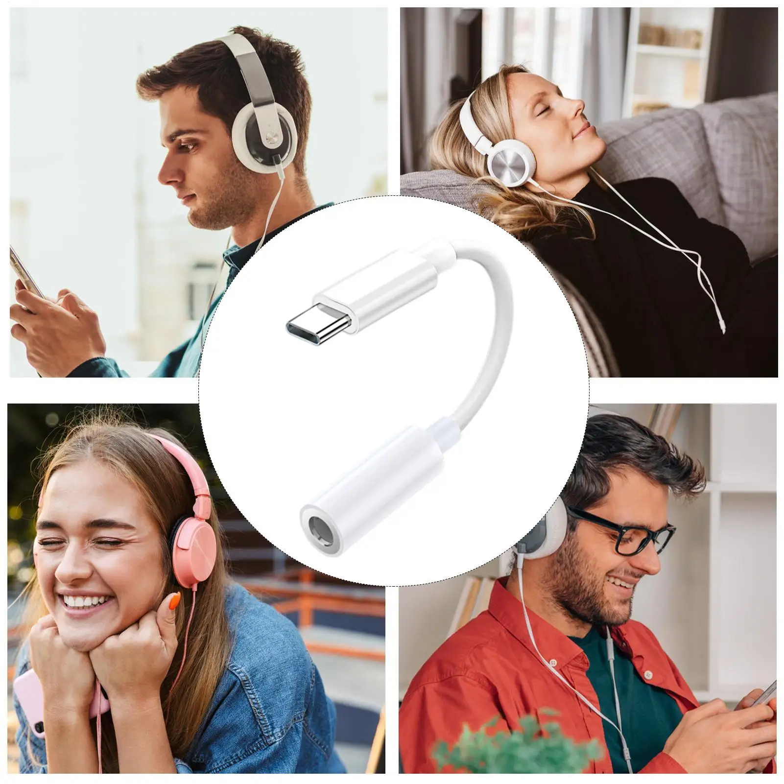 Type C To Audio Jack Adapter Headphone Jack Converter 3.5mm Connector For Mobile Smartphone Laptop Game Headset Conference Calls