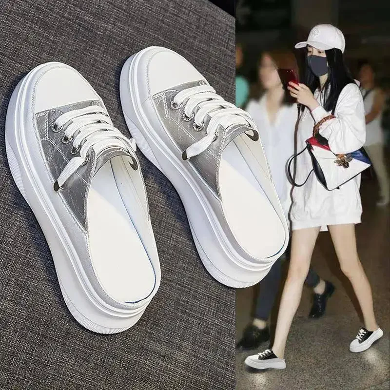 2022 Summer Women Shoes flat sneakers women casual shoes low upper lace up platform woman white shoes