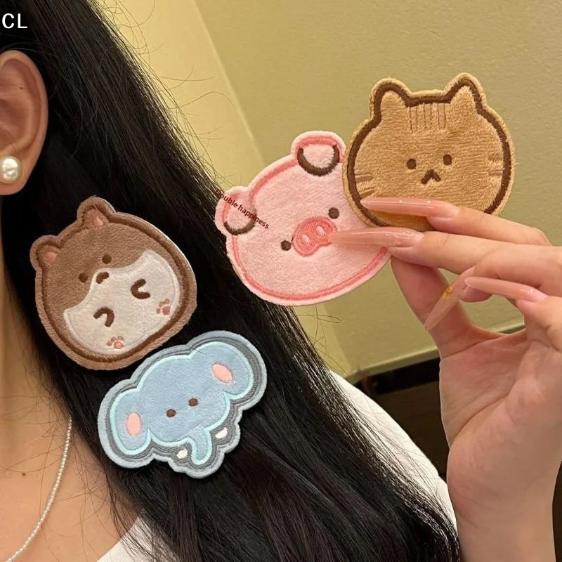 AttireTrove1/4pcs Cute Animal Series Bangs Magic Paste Posts Hair Sticker Clip Women Magic Patch Hair Accessories Styling Tool