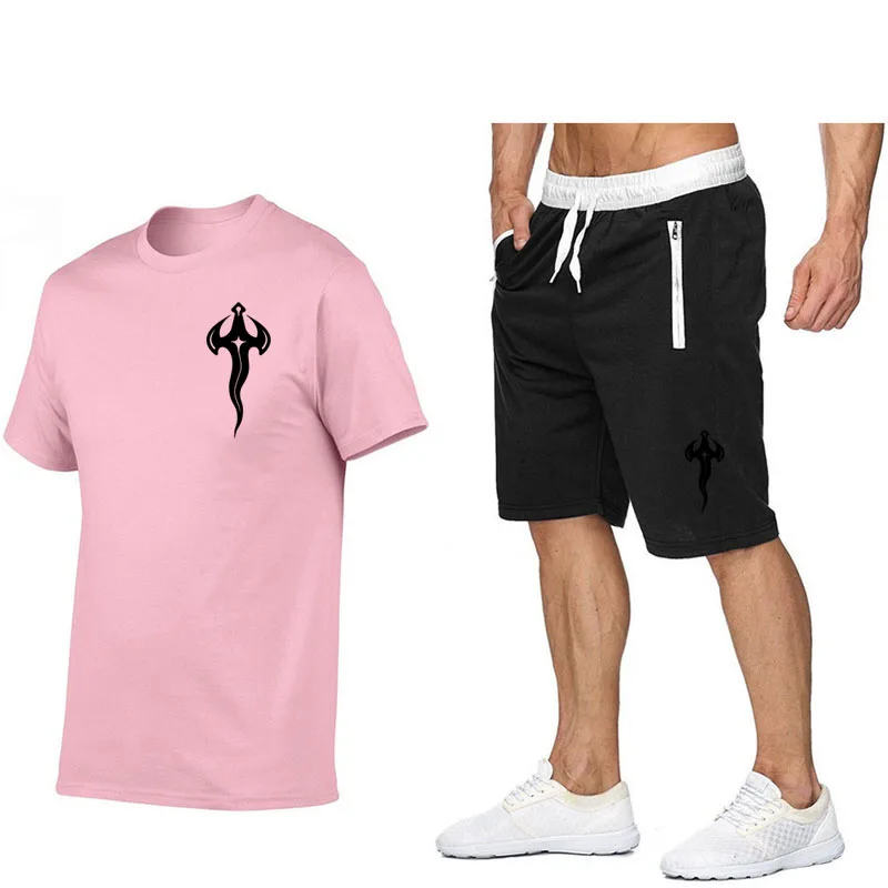 2025 Cotton Short Sets Men Two Pieces Set Mens Sweatsuit Summer Cotton Tshirt Short Sets Jogging Set Men Sport Suit Sportsweat