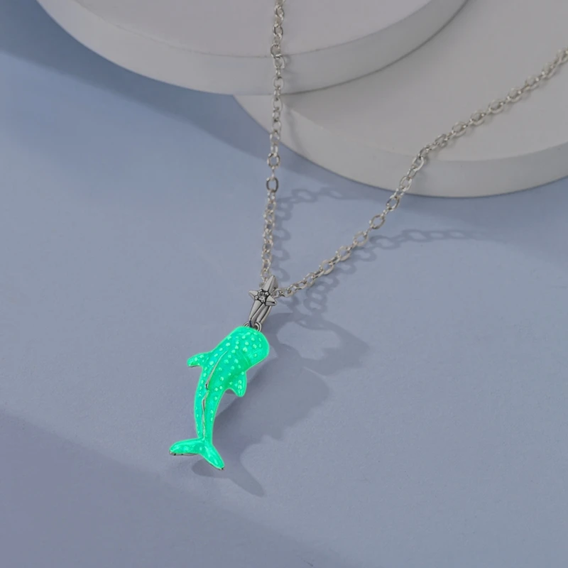 925 Sterling Silver Shark Pendant Necklace Glow-in-the-Dark Ocean Animal for Women Unique Anniversary Jewelry Gift