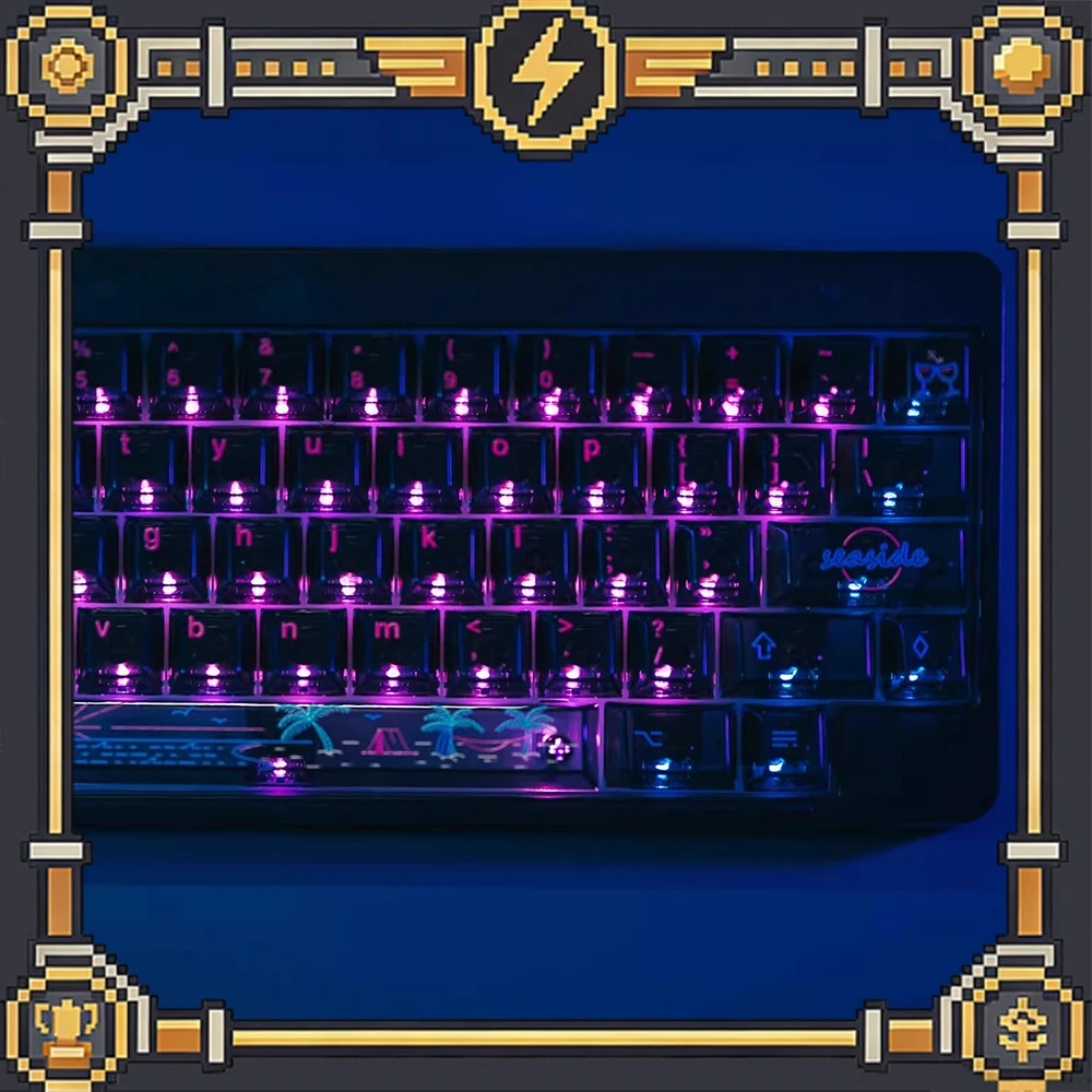 LeleLab Seaside PC Keycaps Scrawl Black Transparent Keycap Original Factory Personalized Keyboard Keycaps Customized PC Gifts