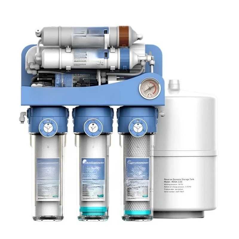 

Level 6 75 GPD Sink Reverse Osmosis System Pressure Gauge Mineral Alkaline Household Kitchen Drinking Water Purifier