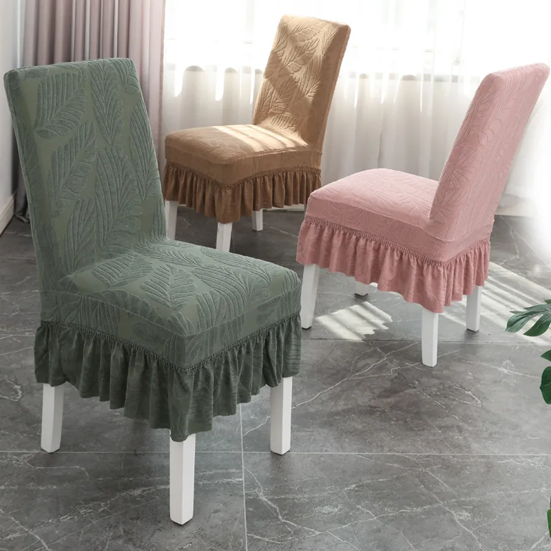 

Chair cover hotel restaurant jacquard skirt stretch chair cover simple four seasons universal home dining chair cover