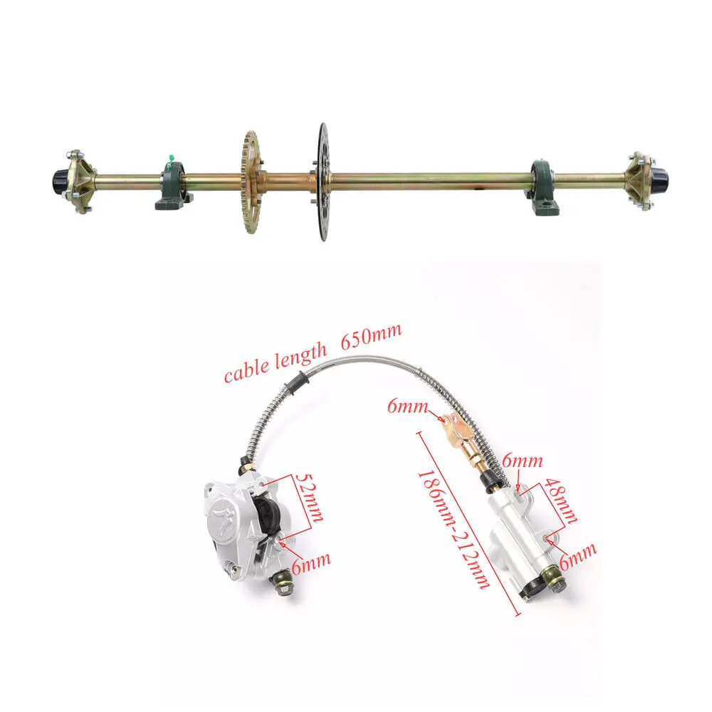 طقم المحور الخلفي المباشر Go-Kart مقاس 1120 مم مع محاور وضرس وفرجار فرامل متوافق مع ATV Quad ومركبات عربات التي تجرها الدواب