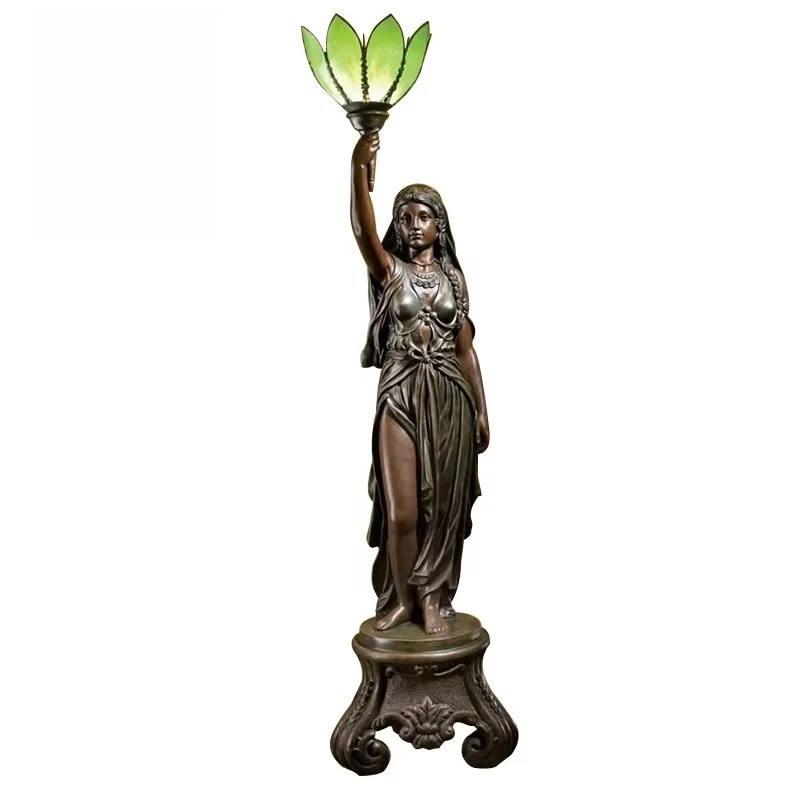 Home decoration Large antique bronze lantern man statue