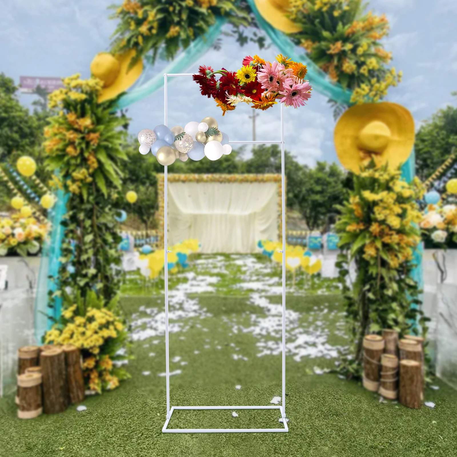 

Wedding Flower Rack 53*32*155cm Flower Display Arch White Balloon Display Stand Indoor/Outdoor