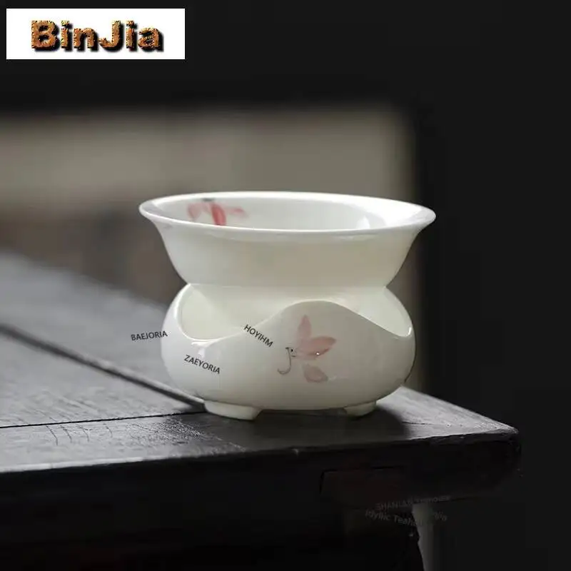 Jade Porcelain Tea Strainer Household Hand Drawn Orchids Tea Infusor Handmade Tea Making Tea Filter Tea Services Ornaments Gifts