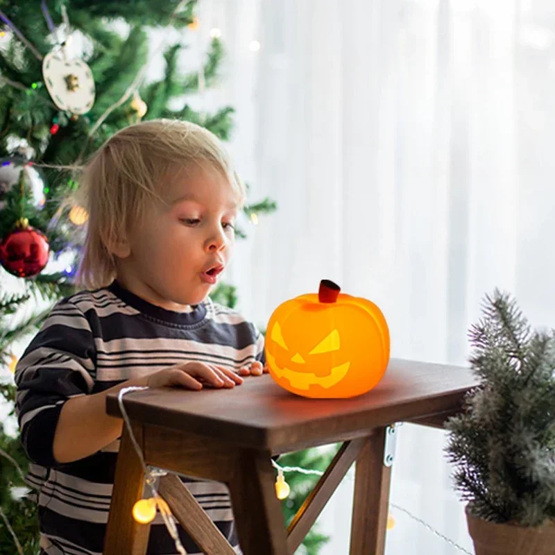 Fun Pumpkin Shooting Light with Dry Battery To Create A Sleep Atmosphere Light USB Charging Bedhead Cartoon Silicone Night Light