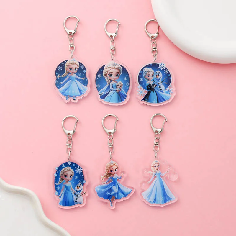 Frozen Anime The Snow Queen Acrylic keychain accessaries Cartoon Ledeno kraljestvo Bag Pendant cute charm Keyring Friends Gifts