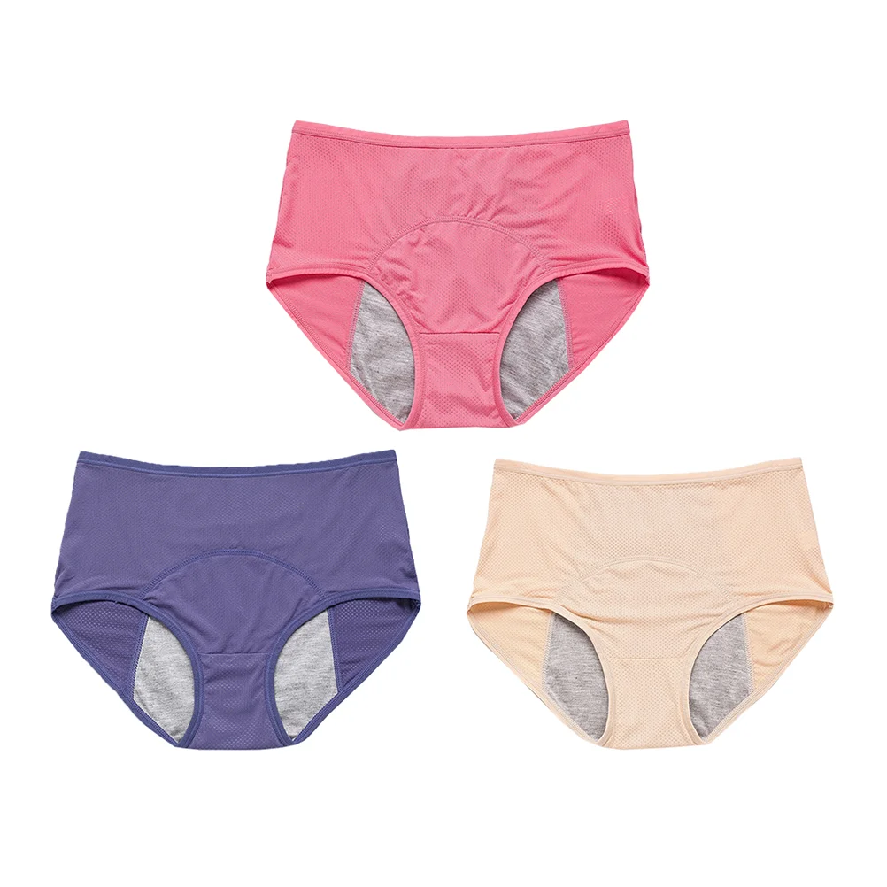 3 Pcs Leak Proof Menstrual Women Briefs Moisture-aborbing Pants Flexible Physiological Panties Nylon Breathable Miss