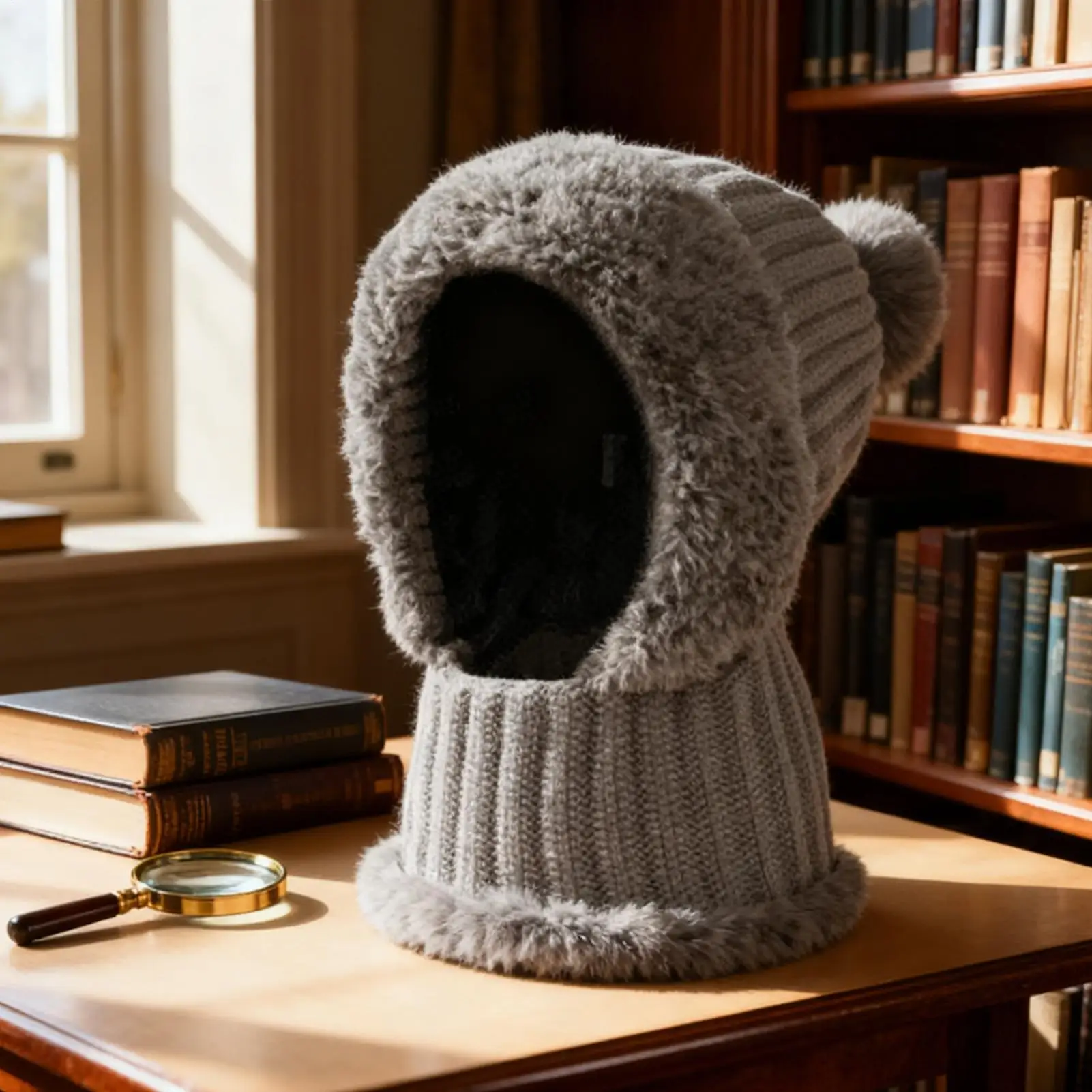 Women's Beanie Windproof Beanie With Neck Gaiter Fleece Lining Knit Warm Hat With Ear Flaps For Cold Weather Autumn Hiking