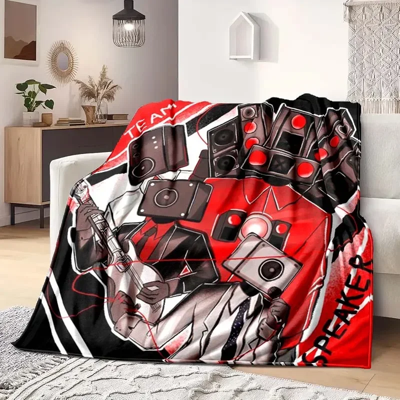 

Skibidi Toilet Funny Flannel Blanket Flannel Warm Blanket Adults 3D Printed Coverlet Man Cave Sofa Camping Decor Christmas Gift