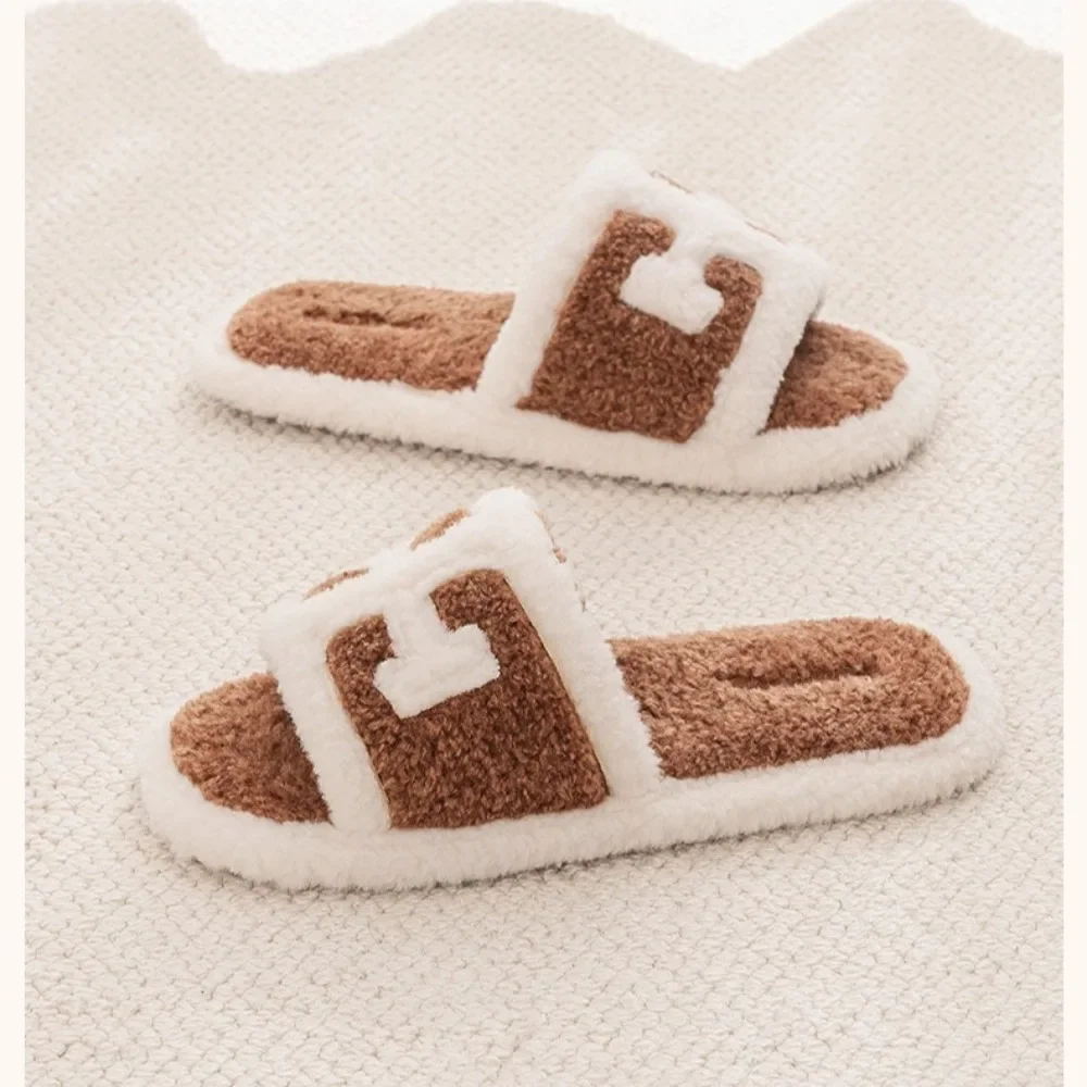 New Style Women's Indoor Anti-slip Soft-soled Furry Cotton Slippers for Spring and Autumn with Lamb Wool Suitable for Indoor Use
