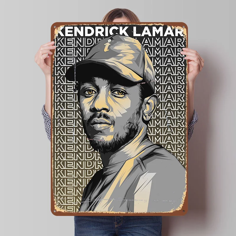 Kendrick Lamar Rapper Rap Metal Poster Custom Wall Art Retro Vintage Tinplate Signs for Man Cave Interior Decoration Living Room