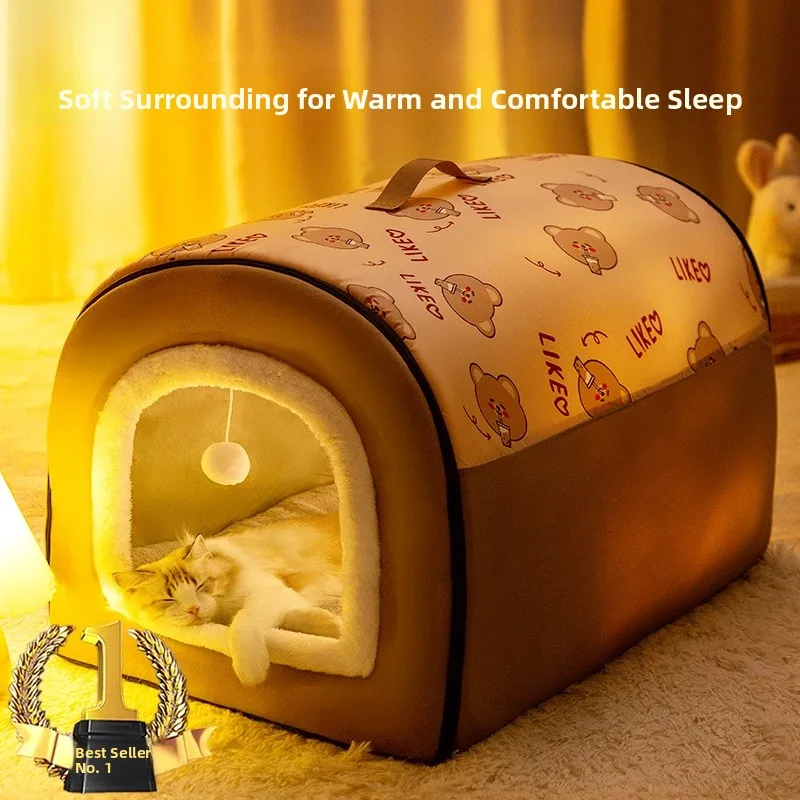 

Warm Winter-Proof Enclosed House Pet Se Secure Bed Detachable Waable Dog House for s Pet Supplies Couch