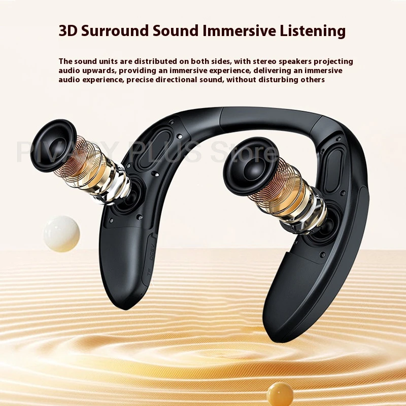 Wireless Wearable Audio Device Dual 33mm Speakers TF Card Support 500mAh Battery Hands Free Calling For Running Cycling Gym