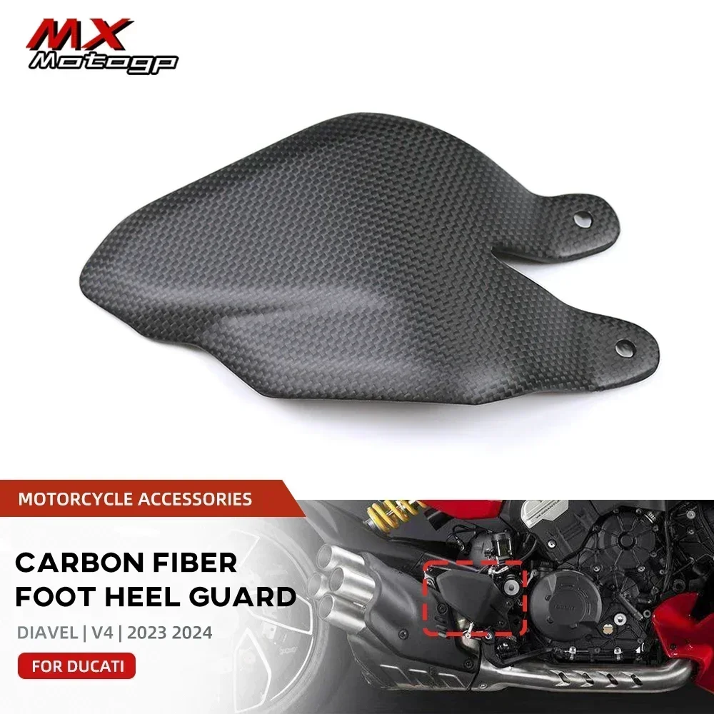 

For DUCATI Diavel V4 2023+ Motorcycle Real Carbon Fiber Right Foot Heel Guard Plate Rear Footrest Wing Protector Accessories