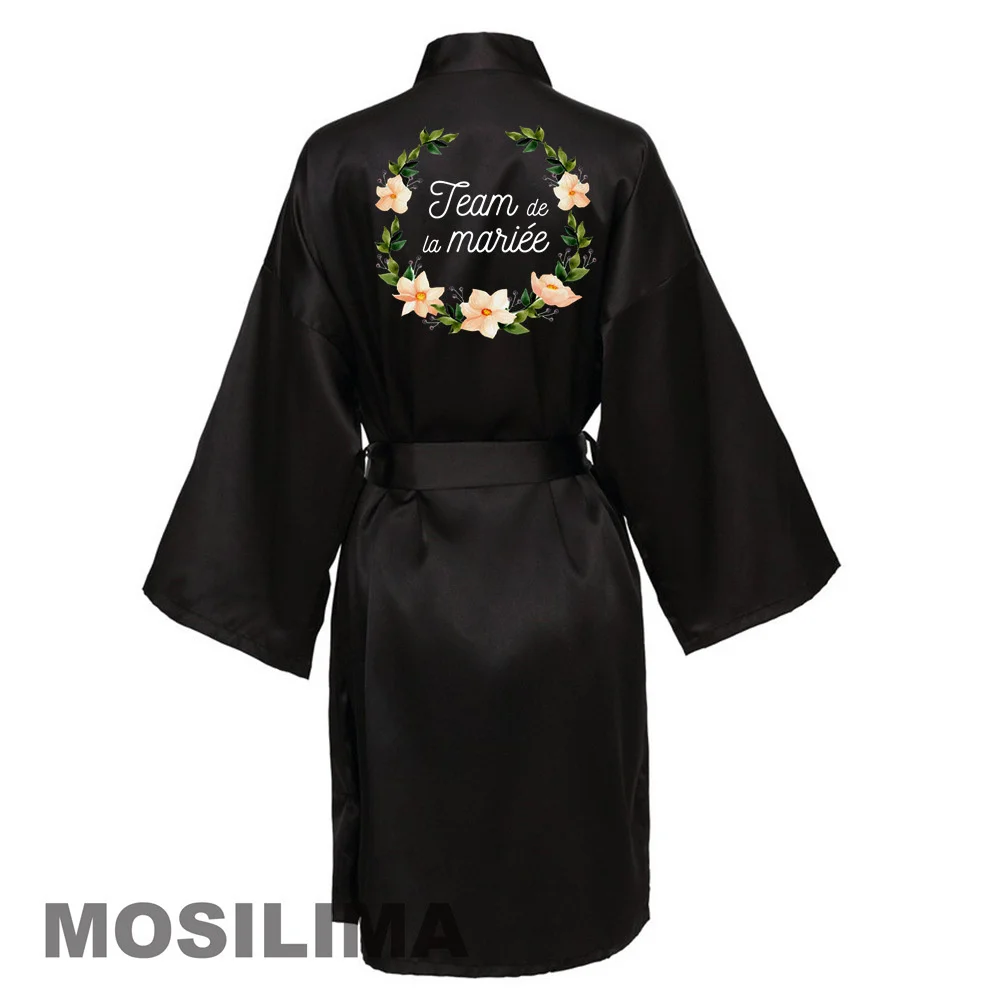 Bride Bridesmaid Wedding Robe Kimono Bathrobe Gown Nightgown Casual Satin Short Women Sexy Nightwear Sleepwear SP230