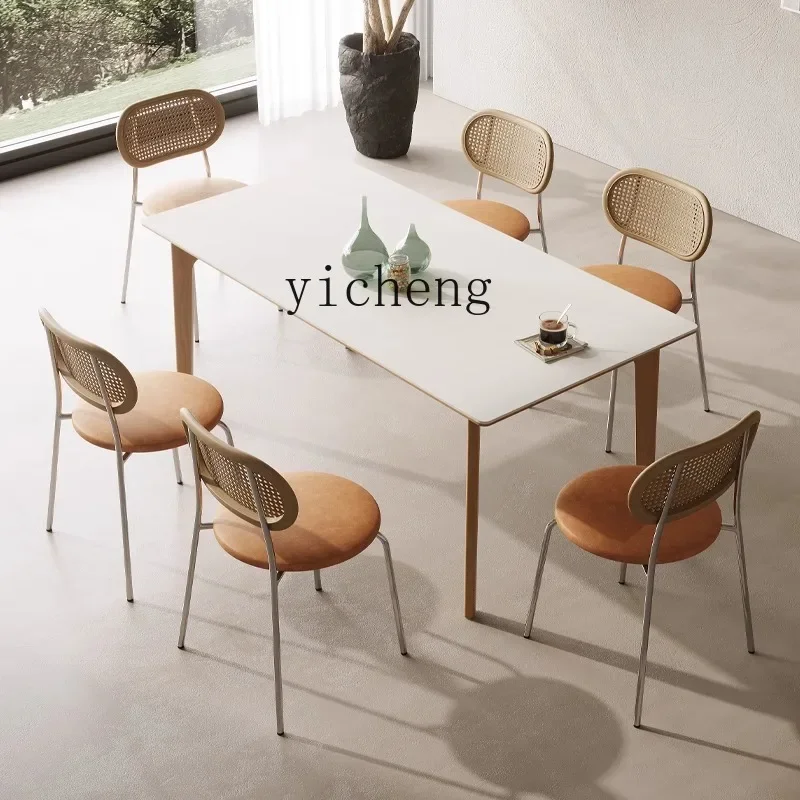 DSA Retro Dining Chair Modern Iron Simple Rattan Armchair Dining Table Dining Chair Home Middle-Ancient Chair