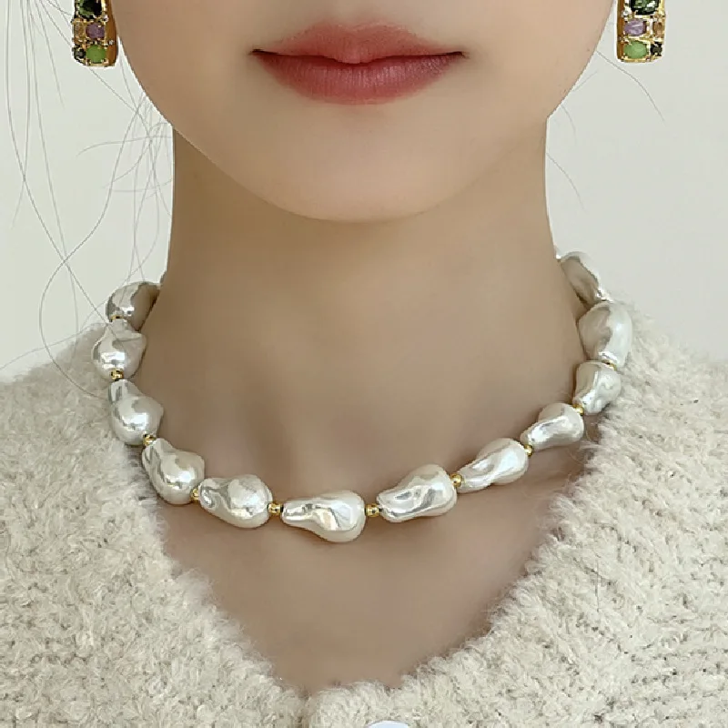 Statement Big Irregular Baroque Pearl Necklace For Women New Wedding Party Fashion Choker Collares Jewelry Wholesale