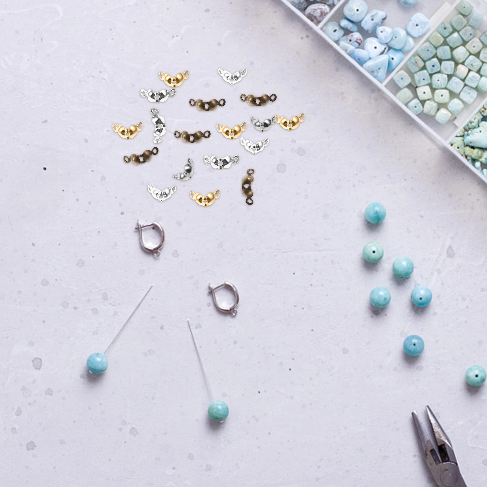 

1000pcs Jewelry Buckles Double Head Metal DIY Supplies Crimp Bead Covers Lightweight Compact Clasps for Necklace Bracelet Making