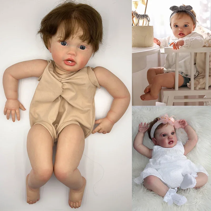 

NPK 24inch lotie Lifelike Unfinished Reborn Doll kit painted Doll kit Doll parts with short brown hair