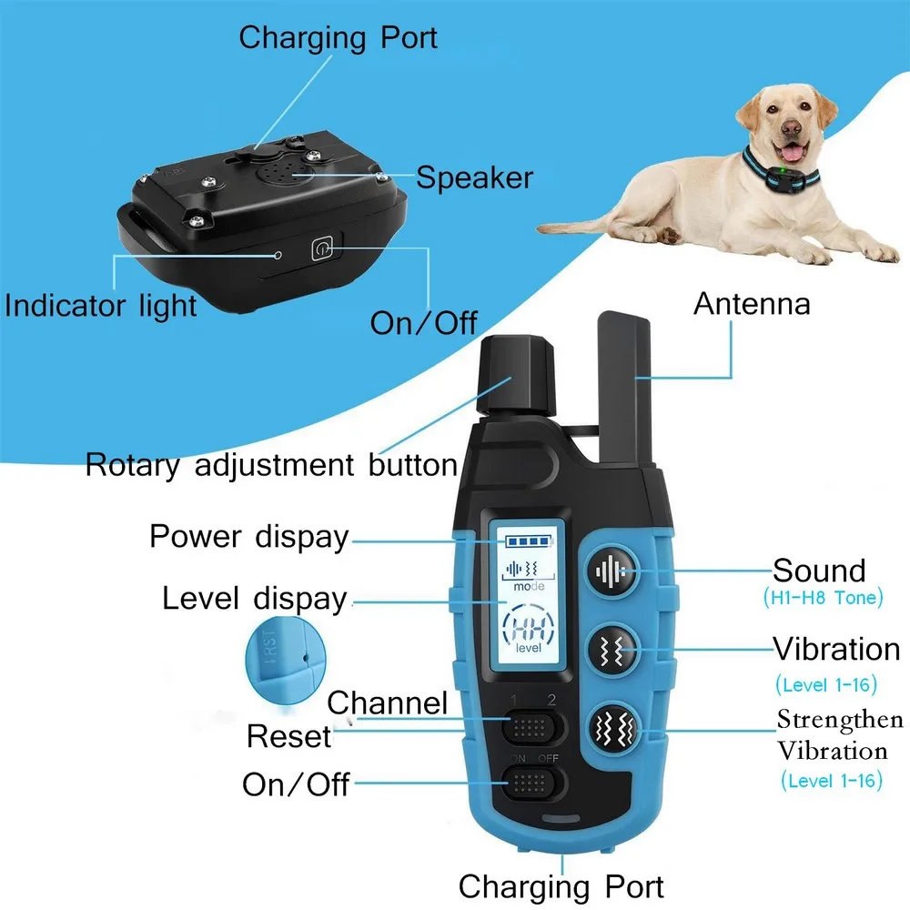 No Shock 3300Ft Dog Training Collar with Remote Rechargeable Waterproof E Collar with Beep Vibration High Quality Pet Training