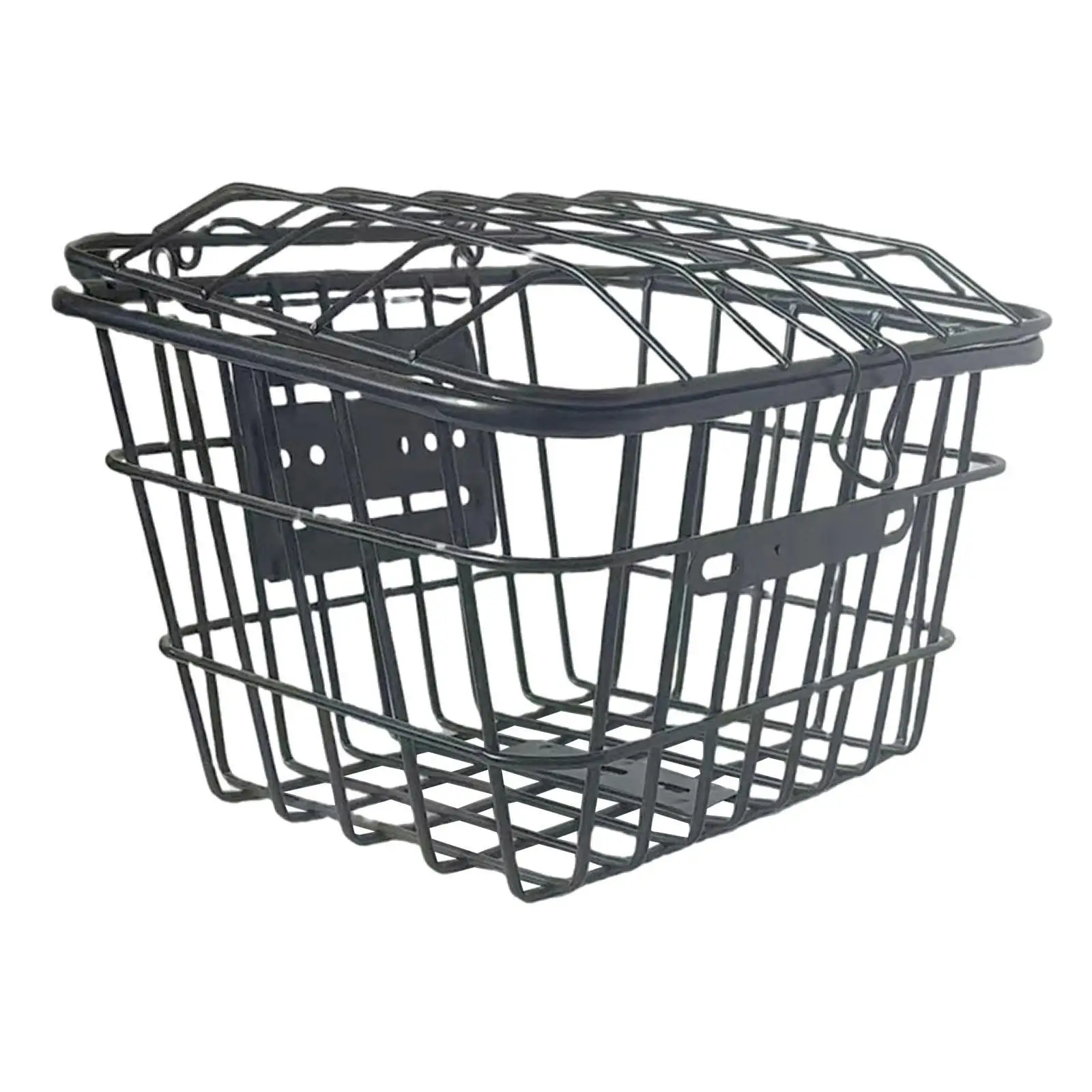 Bicycle Bike Metal Wire Rear Storage Basket Universal Accessory Anti Rust Coating with Lid Cargo Container for Folding Bike