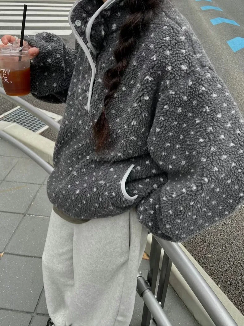 Warm Polka Dot Fce Hoodie Sweatirt Spring Autumn Women's Online Exclusive Comfortable Knitwear Chinese Production