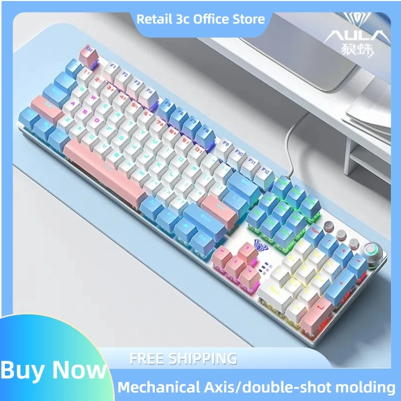 

Aula F2088 Wired Mechanical Keyboard 108 Keys Green Axis Tea Black Red Axis Electronic Sports Games Office Desktop Laptop