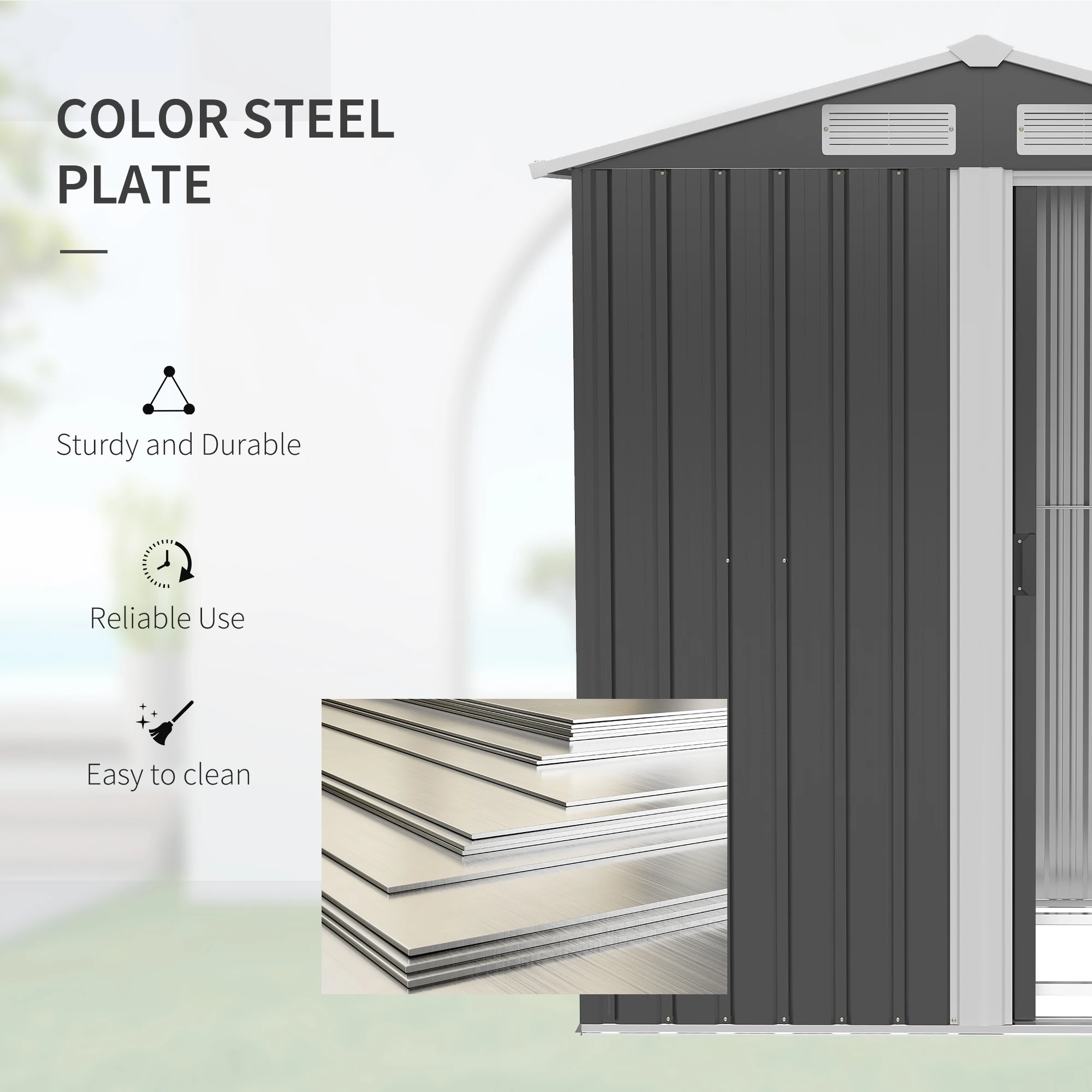 5ft X 4.3ft Outdoor Garden Storage Shed, Tool Storage Shed with Sliding Door