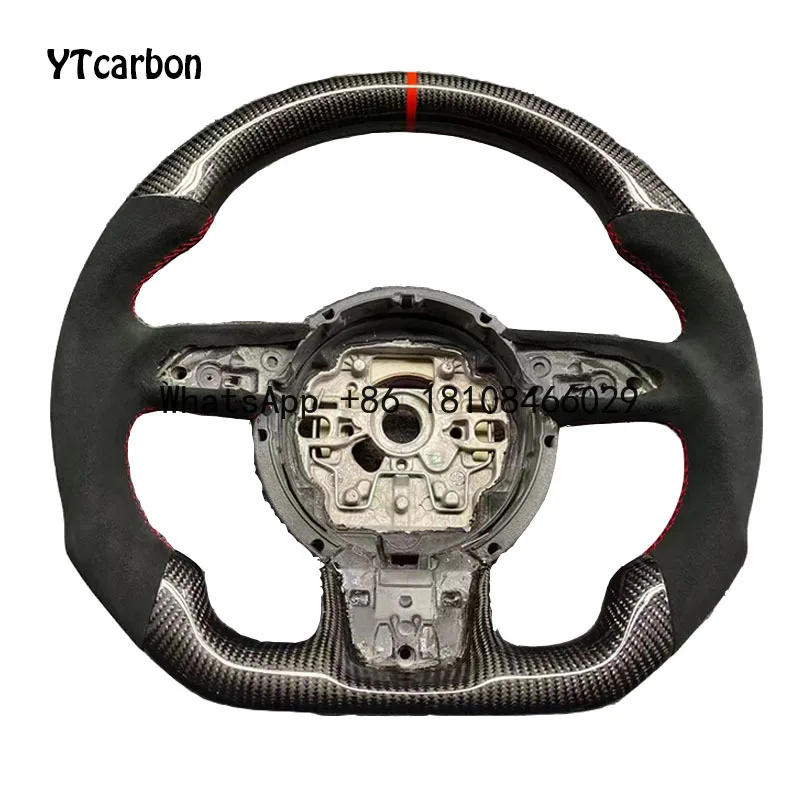 YTcarbon Audi Sports Carbon Fiber Steering Wheel Perforated  Leather Steering Wheel For Audi  A6 C7 interior accessories