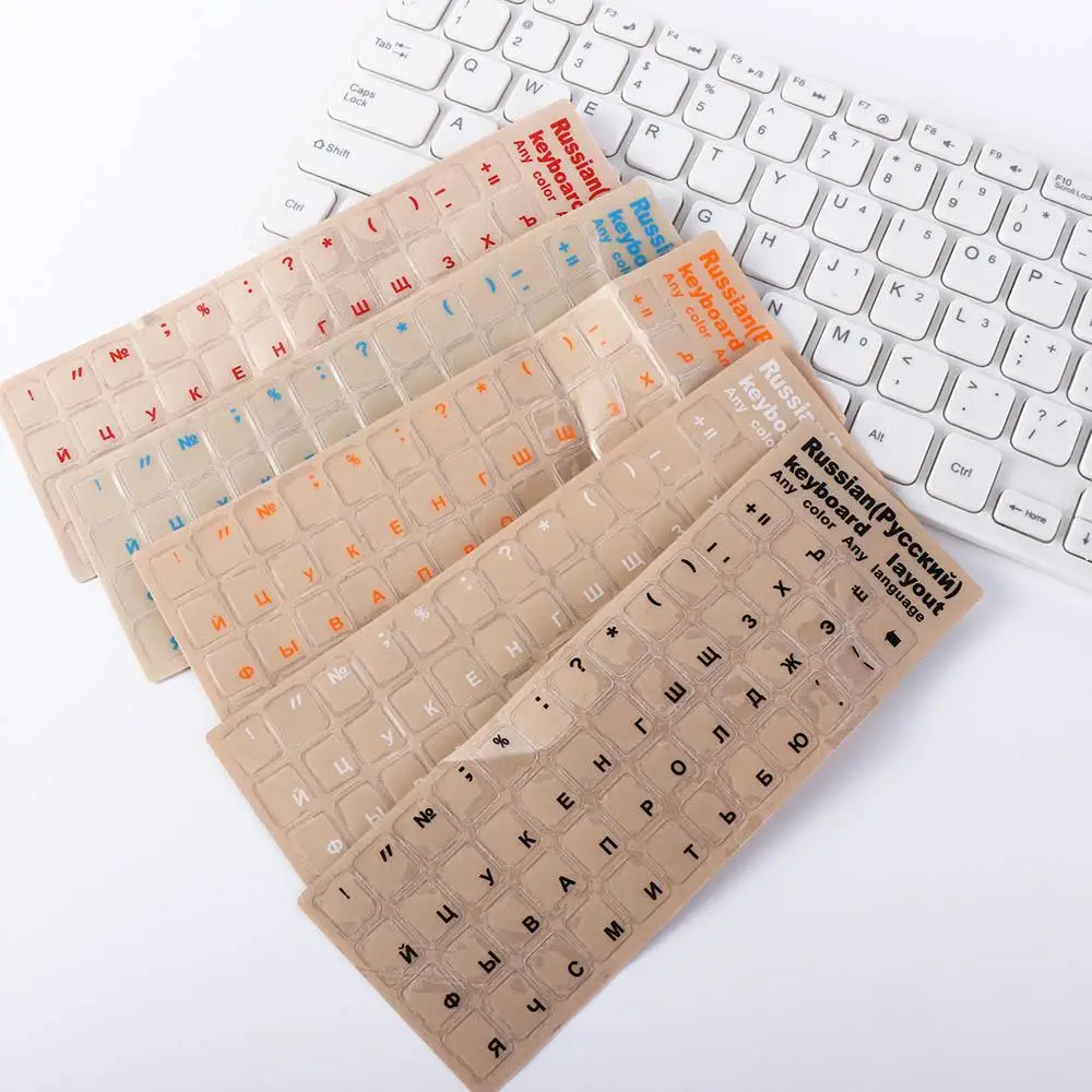 Russian English Transparent Keyboard Stickers Korean Hebrew Language Alphabet for Computer PC Dust Protection Laptop Accessories