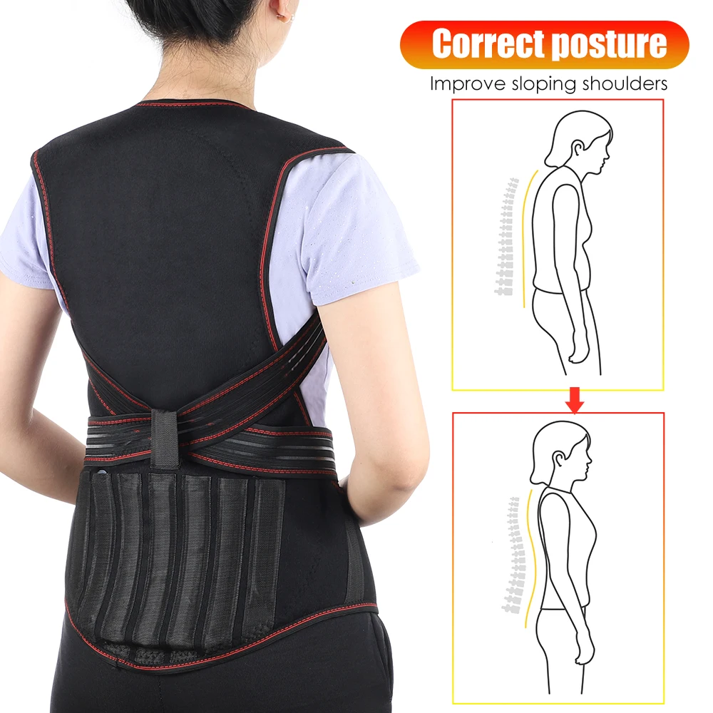 Self Heating Back Support Waist Brace Magnetic Heating Corrector Belt Back Posture Corrector Spine Back Shoulder Lumbar Support