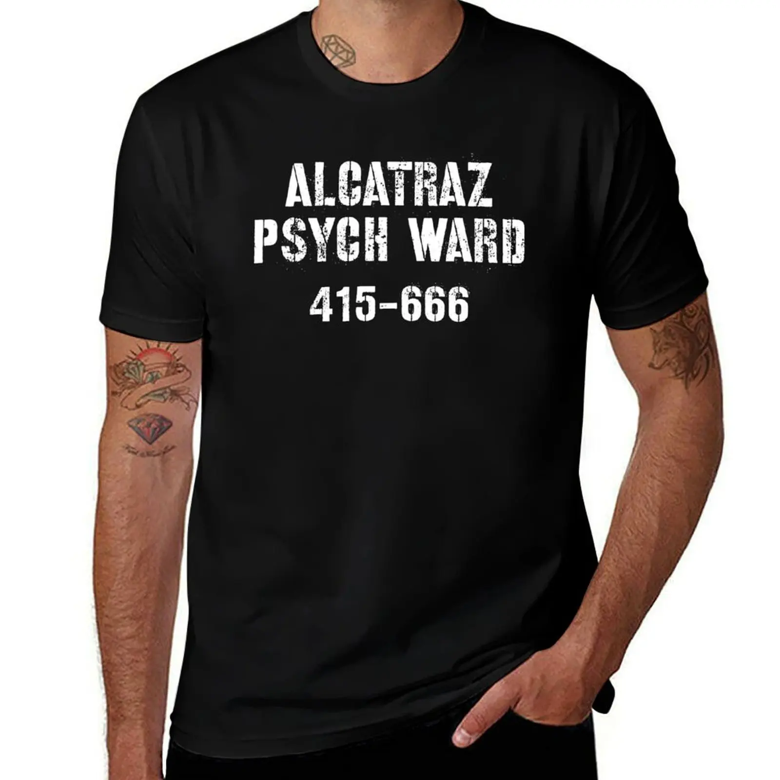 تي شيرت Alcatraz Psych Ward تي شيرت للرجال من القطن الناعم تي شيرت رجالي