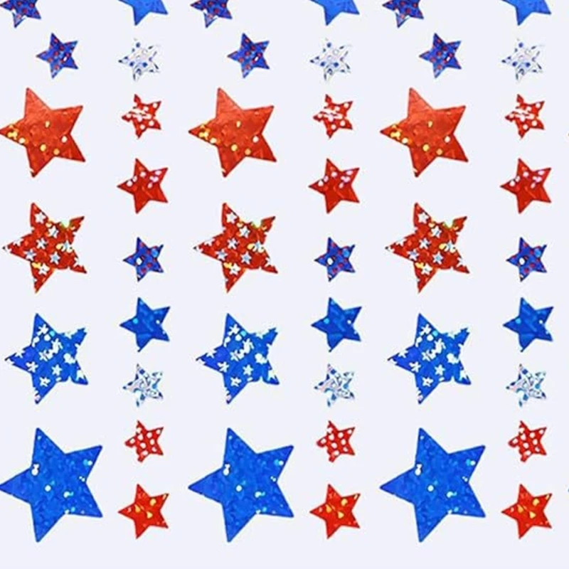 Rhinestones Ribbon Rolls with Star Sticker Sheets for Red White Blue Craft Work