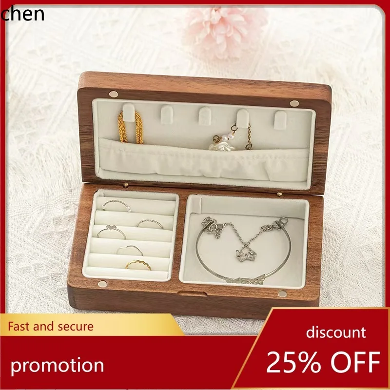 

CZ Walnut Wood Jewelry Storage Box Exquisite High-end Jewelry Storage Box Accessory Box