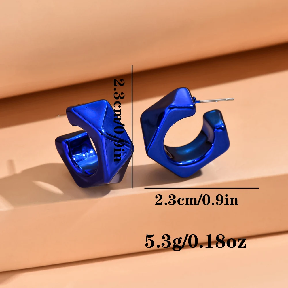 сережки Metallic Color Acrylic Chunky C-shape Hoop Earrings for Women New Irregular Geometric Huggies Earring Glossy Jewelry