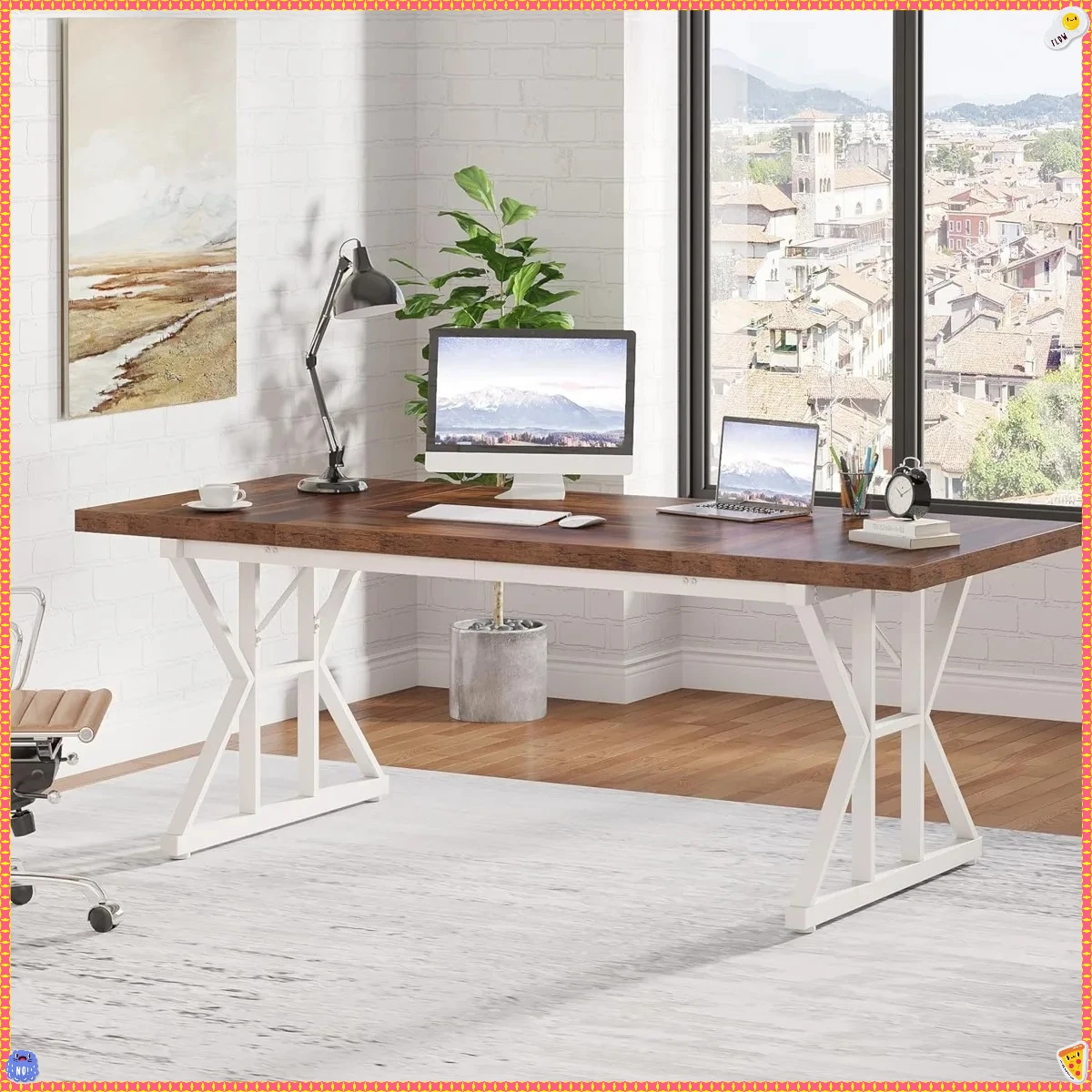 Duże biurko dyrektorskie o wymiarach 180 cm: Wytrzymałe biurko do pisania dla menadżerów, idealnie pasujące do gabinetu i biura domowego.