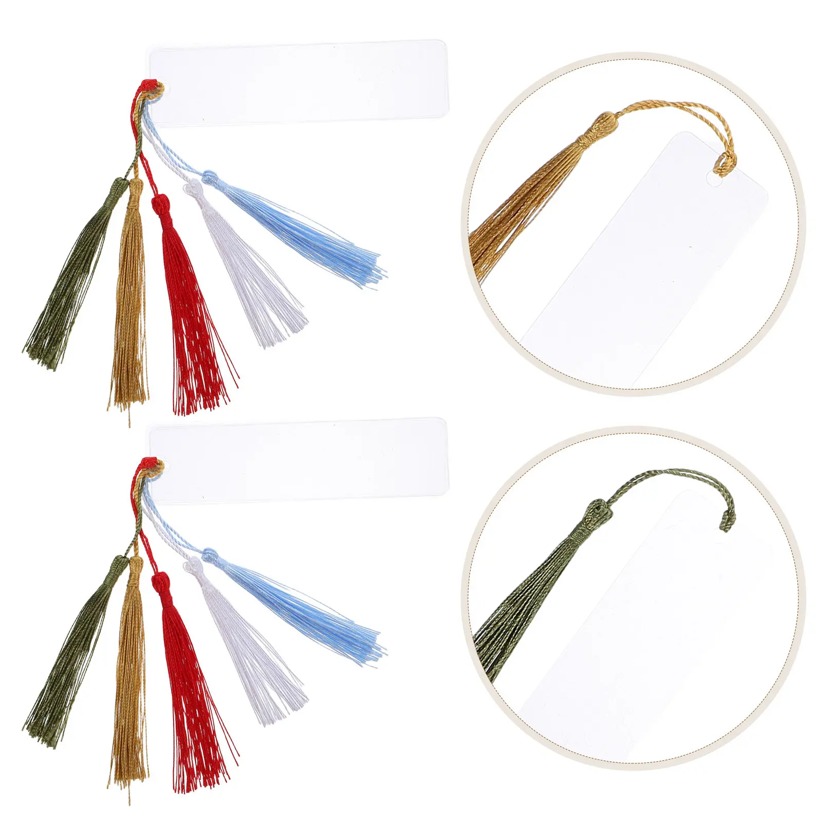 

Набор прозрачных акриловых заготовок для закладок с разноцветными кисточками, прозрачные закладки для поделок своими руками, для чтения, школы, вечеринок