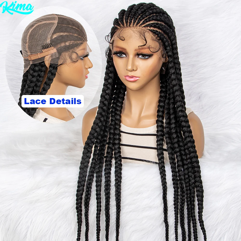 

KIMA Full Lace Braided Wigs 36 inches Synthetic Lace Front Wig Braided Wigs Braid African With Baby Hair Braids Wigs