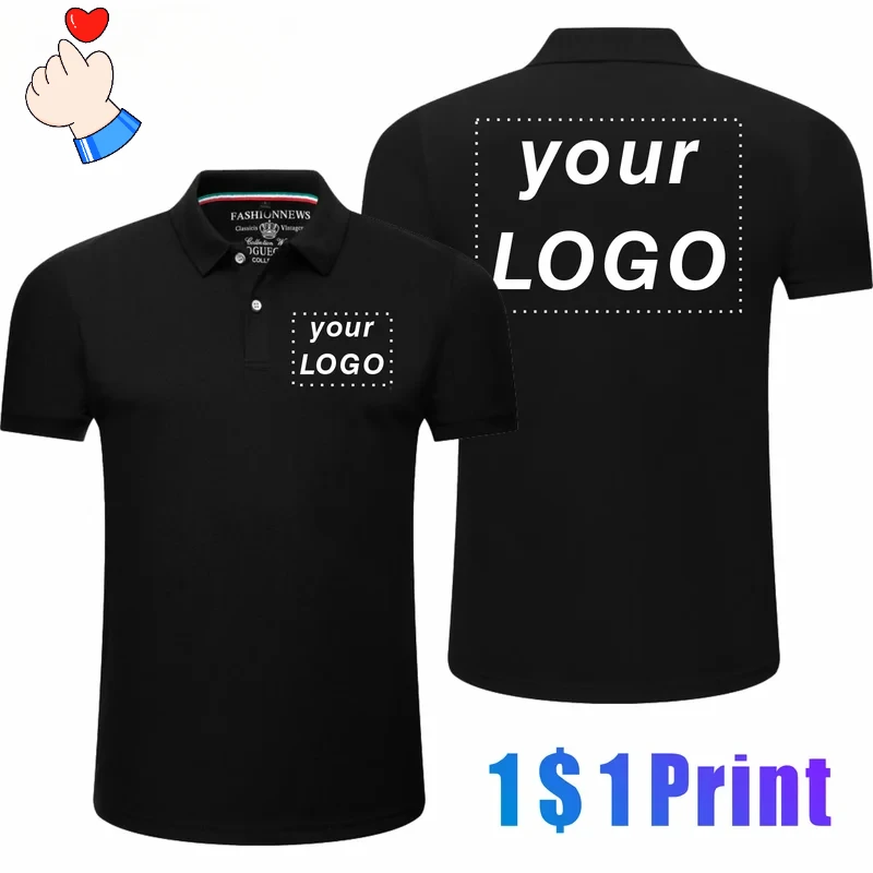 

Men's Short Sleeve Polo Shirt Custom Printing Personalized Logo Corporate Business Shirt Solid Color Lapel Top 4xl 2025