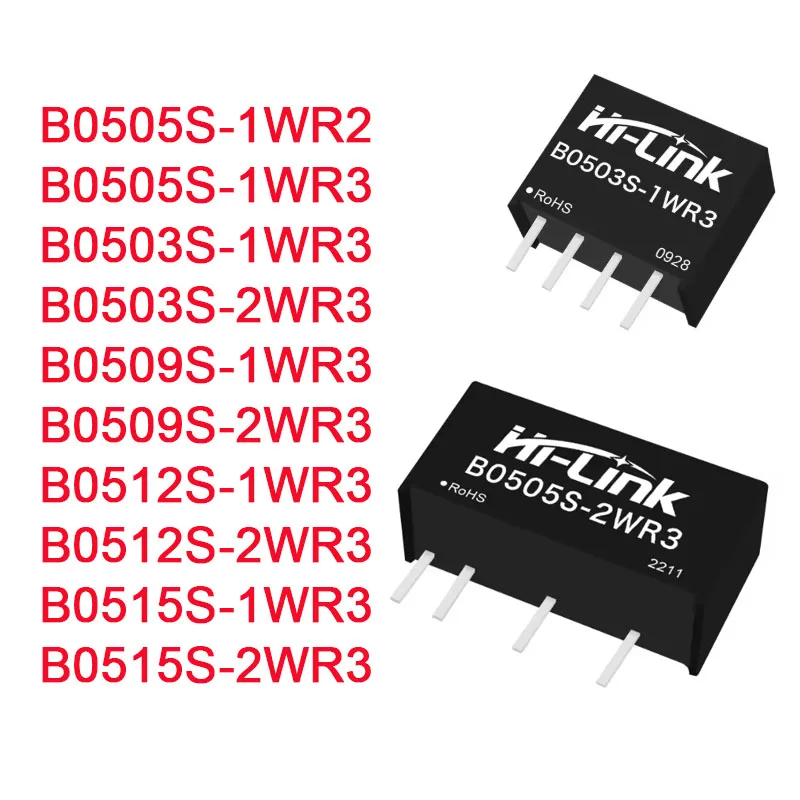 Módulo de Fuente de Alimentación CC-CC Aislado B0505S 3.3V 5V 9V 12V 15V 24V Salida 1W 2W B0505S-1WR3 B0503S-1WR3 B0509S-1WR3 B0512S-1WR3